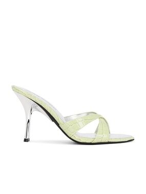 Jeffrey Campbell Symone Sandal in Light Green Croco Silver | VERY SLIGHTLY USED